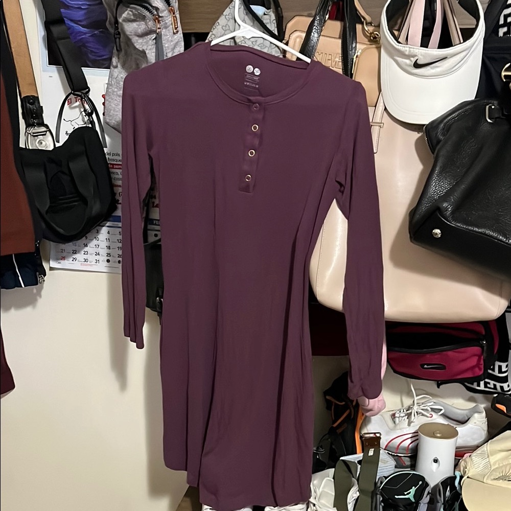 Elegant Purple Long Sleeve Dress Small petit